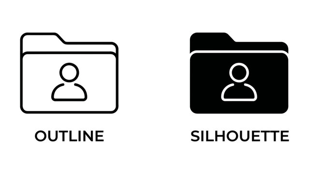 User Folder Icons: Two folder icons are displayed, one in outline and the other as a silhouette, both featuring a user profile symbol.