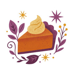 Naklejka premium PNG Pumpkin pie slice illustration.