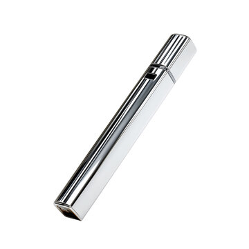 Modern chrome-plated metal lip balm tube with sleek design for luxury skincare packaging