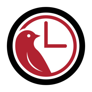 Red bird clock logo symbol icon graphic design element