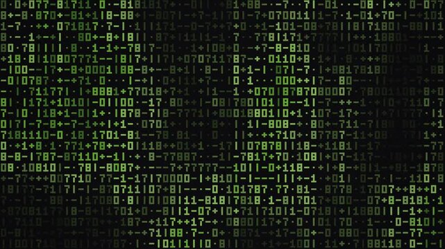 Digital binary code background with glowing green matrix numbers creating a technological abstract pattern of cyber security data