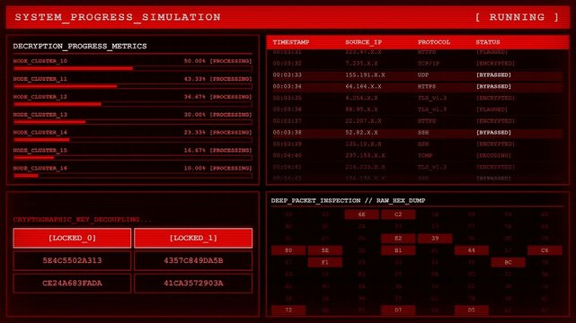 Hacking System Decryption Progress Data Processing Animation.