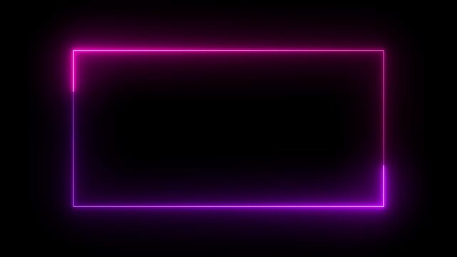 Neon pink and purple glowing rectangular frame border animation rectangle
