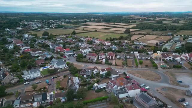 drone flight over a residential area near the Three Cliffs in Swansea