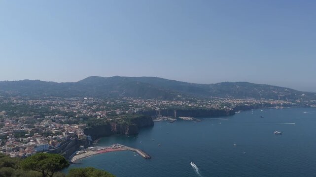 Aerial view of Sorrento town on its tuff cliffs - Gulf of Naples