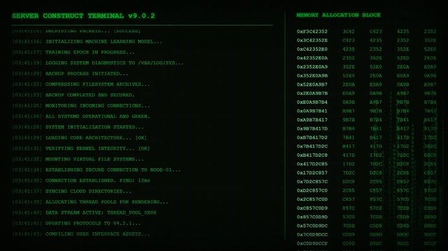 Server Terminal System Boot Machine Learning Animation.