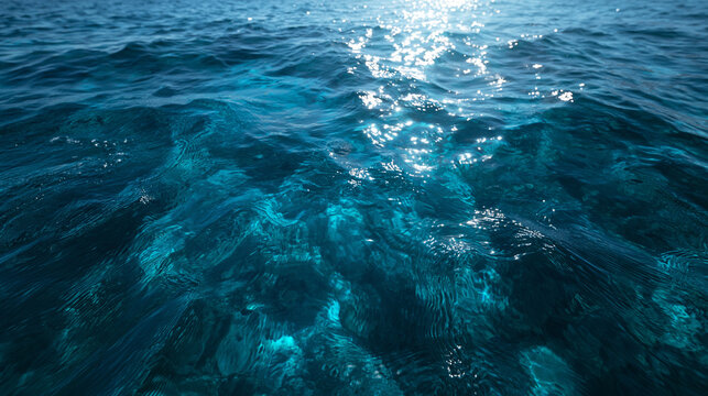 Sunlight Reflecting on Clear Blue Ocean Water Surface