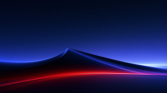 Futuristic Glowing Wave Landscape on Dark Blue Background