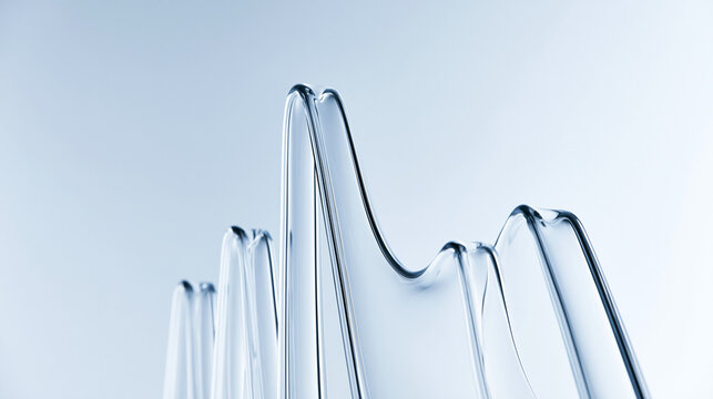 Abstract Glass Wave Graph on Light Blue Background