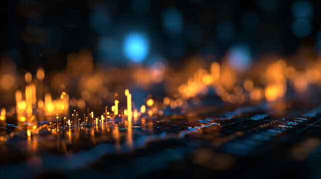 Abstract Futuristic Big Data Visualization with Glowing Financial Chart