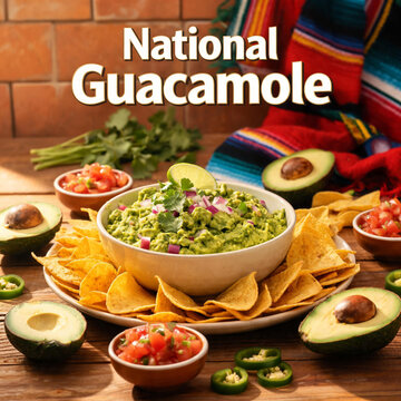 Traditional guacamole with avocados and salsa