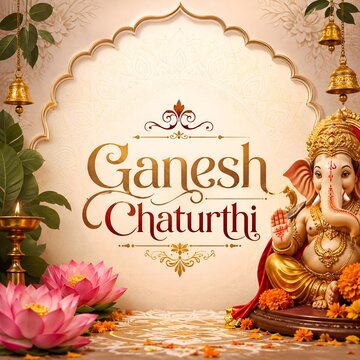 Ganesh chaturthi celebration with lord ganesha statue