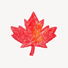 Naklejka premium Vibrant crayon maple leaf illustration.