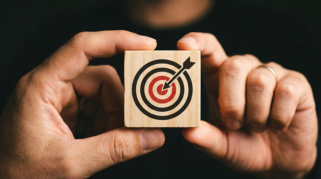 Person holding wood block with target