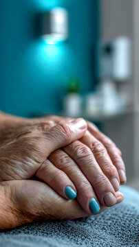 Hygiene and hope: Hands meeting after sanitization in a hospital