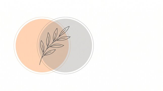 Minimalist Botanical Illustration with Overlapping Pastel Circles for Elegant Stationery and Modern Aesthetic Design Decor