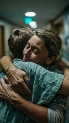 Obraz premium Joyful embrace, a moment of profound relief