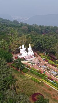 Vertical Aerial View of Shiva Parvati Statue at Kailasagiri, Visakhapatnam