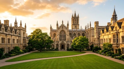 Fototapeta premium Stunning View of St John’s College Cambridge at Golden Hour