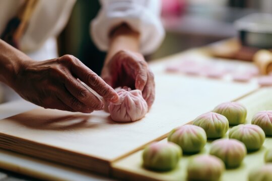 Artisan Preparing Traditional Japanese Confections