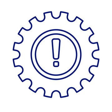 Blue System Error Gear Alert Icon Exclamation Warning Problem Technical Issue Transparent Background