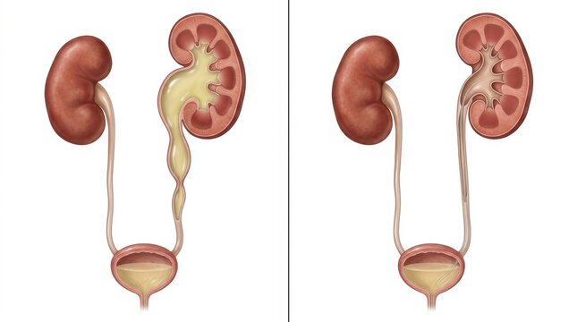 Comparison of healthy and obstructed urinary tract anatomy