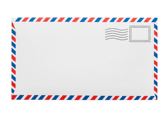 Fototapeta premium A red white and blue envelope isolated on transparent background , png