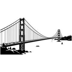 Fototapeta premium Bridge silhouette minimal artwork vector illustration art