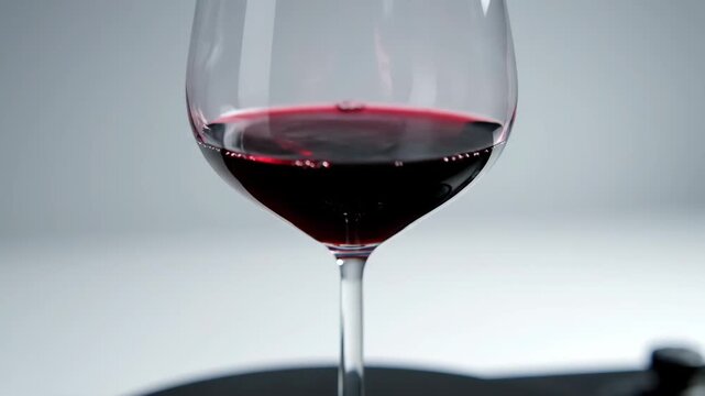 Swirling Red Wine in a Glass: Professional Close-Up Shot of Alcohol Aeration and Tasting Ritual Against a Bright Background