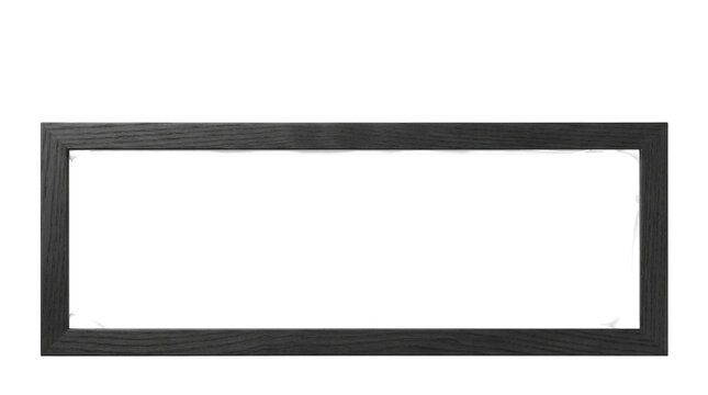 Minimalist black panoramic picture frame, wide horizontal wooden photo frame, sleek dark gallery border for artwork display
