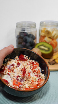 Healthy Breakfast Bowl with Yogurt, Fruit and Oats