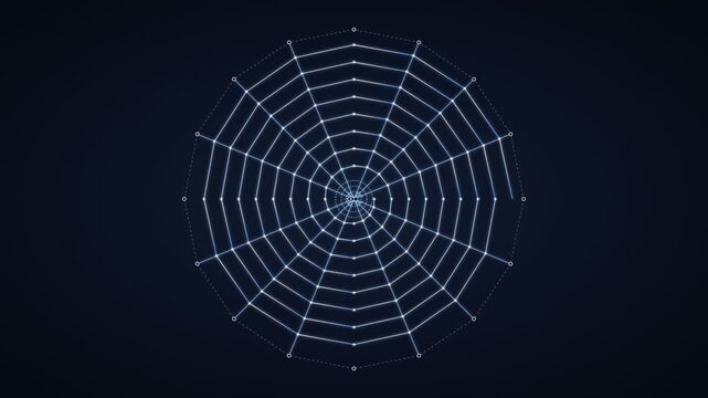 Abstract futuristic digital web and radar grid technology concept