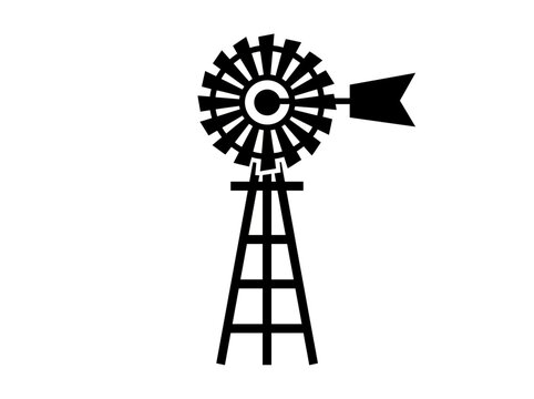 Minimalist black and white windmill icon vector illustration for clean design