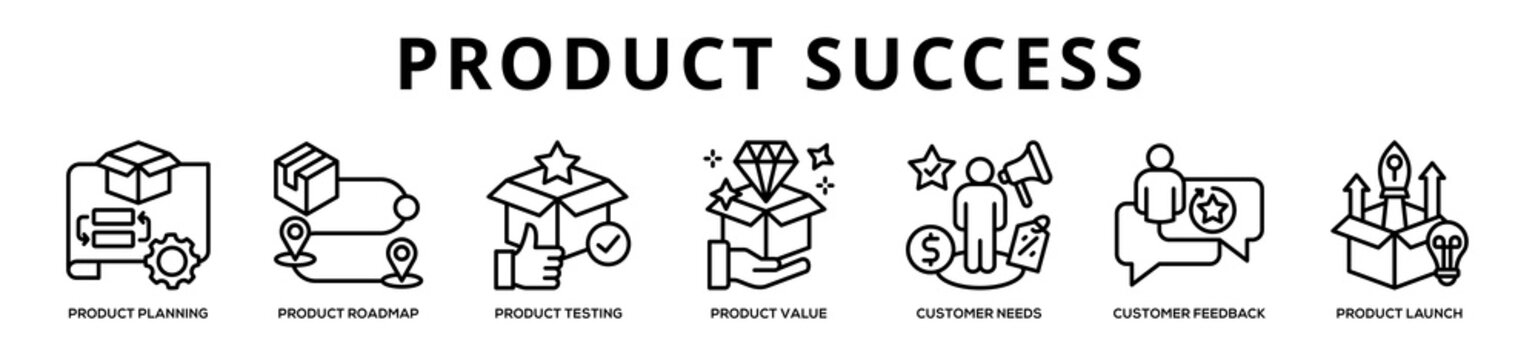 Product Success web banner icon illustration