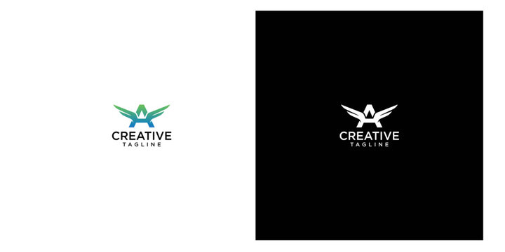 Elegant winged letter A logo design for creative agencies and branding, symbolizing innovation and growth