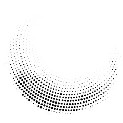 Abstract halftone crescent shape made of black dots on white © Designs
