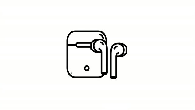 headphones animated icon showing wireless earbuds case outline