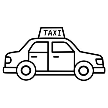Minimalist taxi car line art icon for urban transport