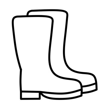 Minimalist pair of rubber boots line art icon