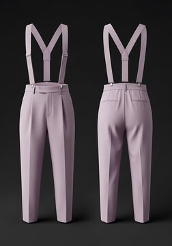 mockup of a lilac color suspender pants