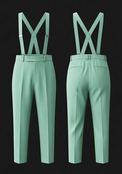 mockup of a mint green color suspender pants