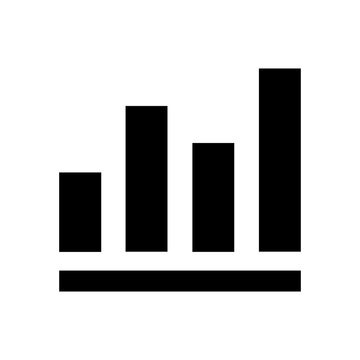 Black bar chart graph silhouette icon representing data, analytics, and business statistics, isolated on a transparent background.