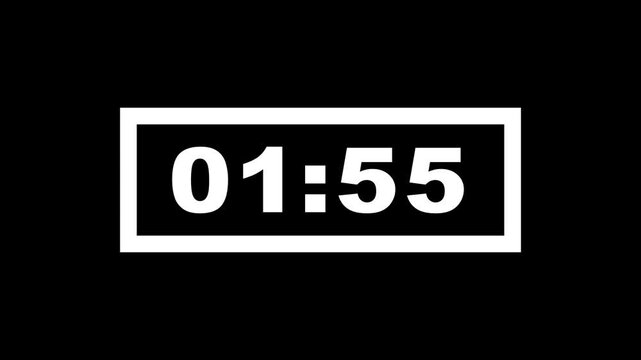 2 minute timer countdown animation, 60 to 0 countdown five minute countdown timer animation. Animated rectangle shaped stylish smooth tailed line indicator. two minute timer video in 4k.