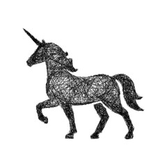 Fototapeta premium Black and white sketch unicorn icon design