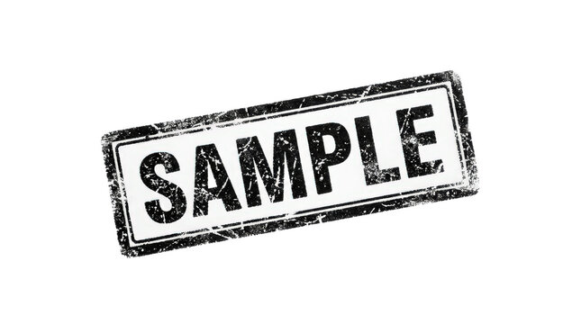 Sample stamp with grunge texture, isolated on transparent background