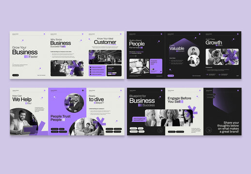 Business Growth Carousel Social Media Post Design with Purple Black Accents