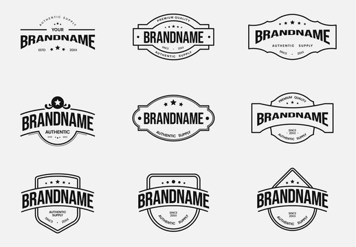 Retro Brand Logo Badge Collection with Vintage Emblem Accents