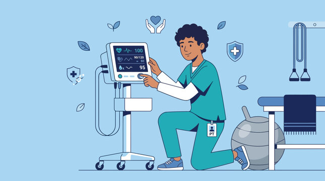 Nurse Operating Medical Ventilator Machine