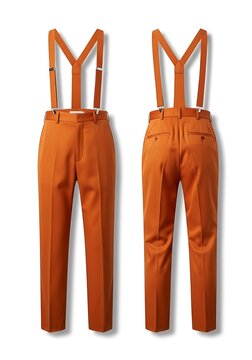 mockup of a tangerine color suspender pants
