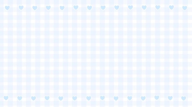 Sweet Pastel Blue Checkers Plaid Line Wallpaper With Cute Blue Little Heart Decoration Video Motion Background